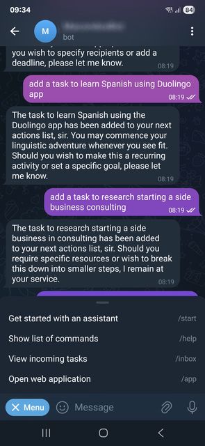 GTD Assistant interface
