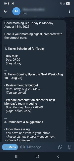 GTD Assistant interface